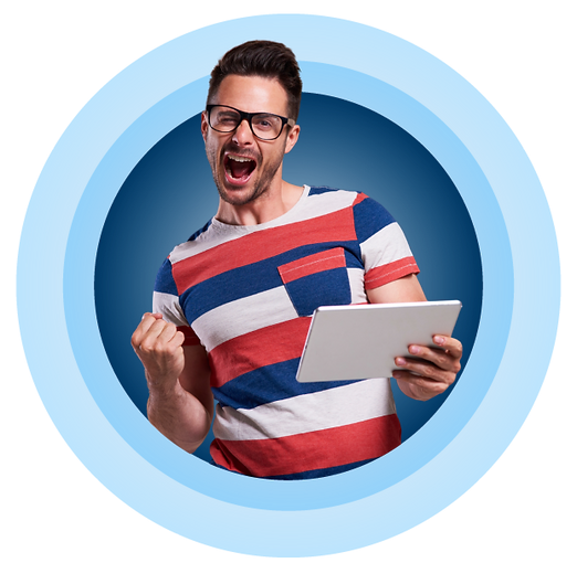 Professional with tablet ready to help