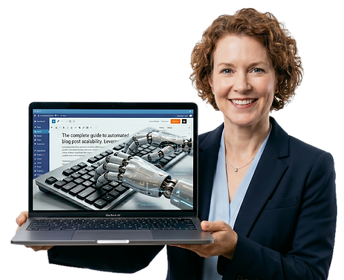 Blog post automation on laptop screen