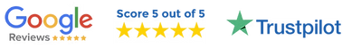 Google Reviews 5 out of 5 - Trustpilot