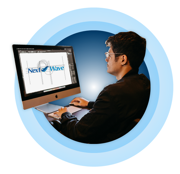 Designer working on logo at computer