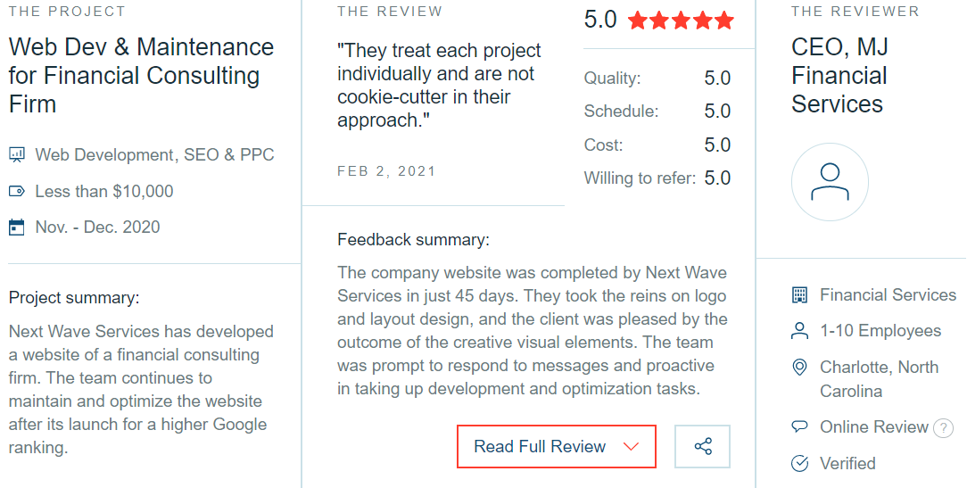 How Next Wave Established The Online Presence Of MJ Financial Services