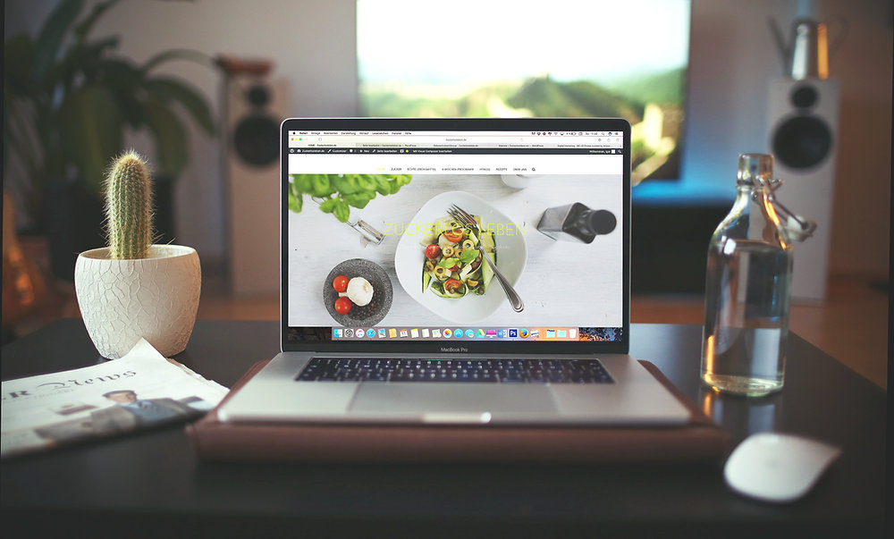 A vegan website on the laptop screen